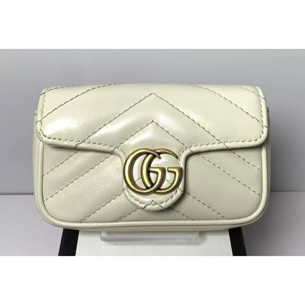 Gucci Mini Tan Leather Gold Hardware GG Marmont Bag 575161 w/Box